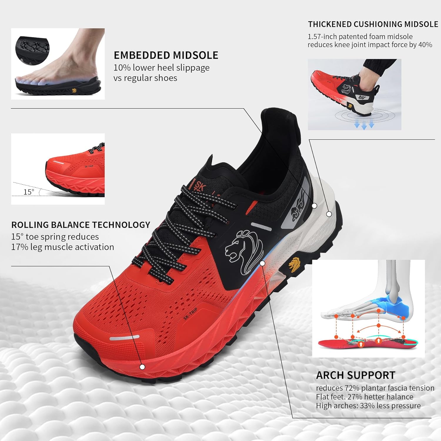 MRIP Men's Zero Drop Trail Running Shoes with Wide Toe Box - Wide Men's Sneakers for Running, Tennis & Workouts