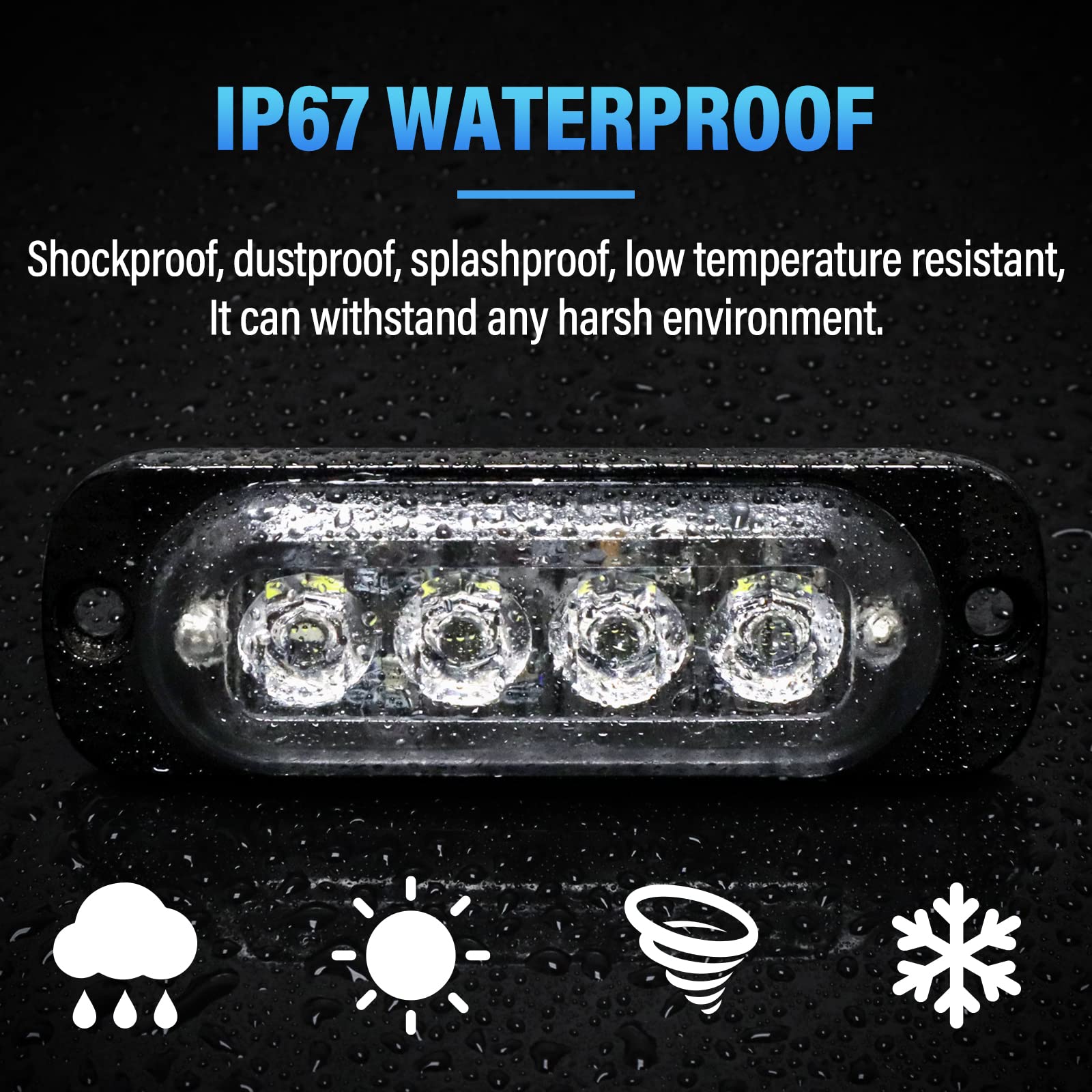 Willpower 2 szt. 8 cm LED stroboskopowe światła ostrzegawcze, czerwone, 4 bezpieczeństwa, awaryjne migające światło dla zagrożenia budowlanego, listwa świetlna do samochodów ciężarowych, furgonetki