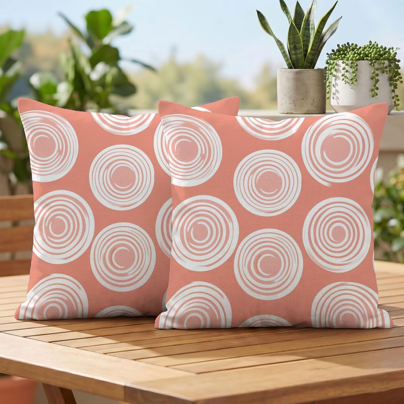 Housses coussin 60x60 cm rose imperméables et lavables lot de 2