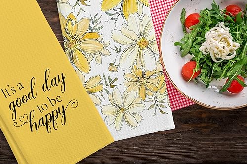 Miniatura 2 de Spring Summer It's A Good Day to Be Happy Daisy Wildflowers - Juego de 2 paños de cocina de 16 x 24 pulgadas, juego de 2 paños de cocina de algodón,
