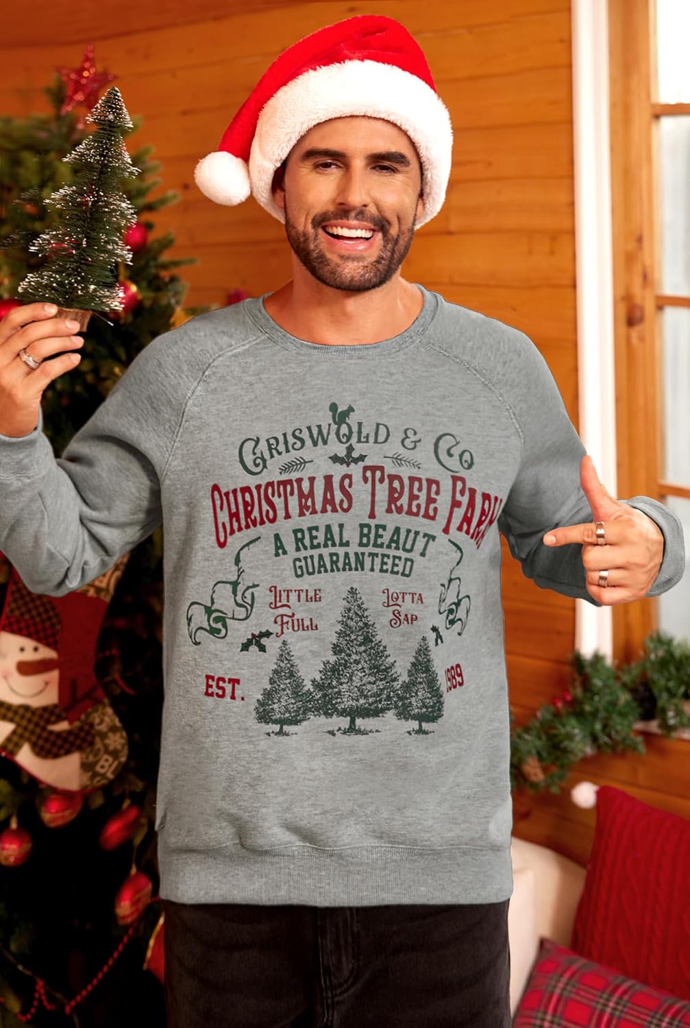 Arvilhill Mens Fleece-Lined Christmas Sweatshirts Raglan Vintage Classic Graphic Pullover (S-3XL)