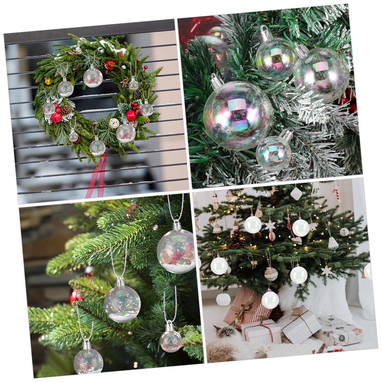 Cabilock 40 Piezas Bolas de Navidad Transparente Rellenables Esferas Plásticas Iridiscentes para Árbol de Navidad Decoración Versátil para Bodas Cumpleaños y Fiestas Seguras y Resistentes