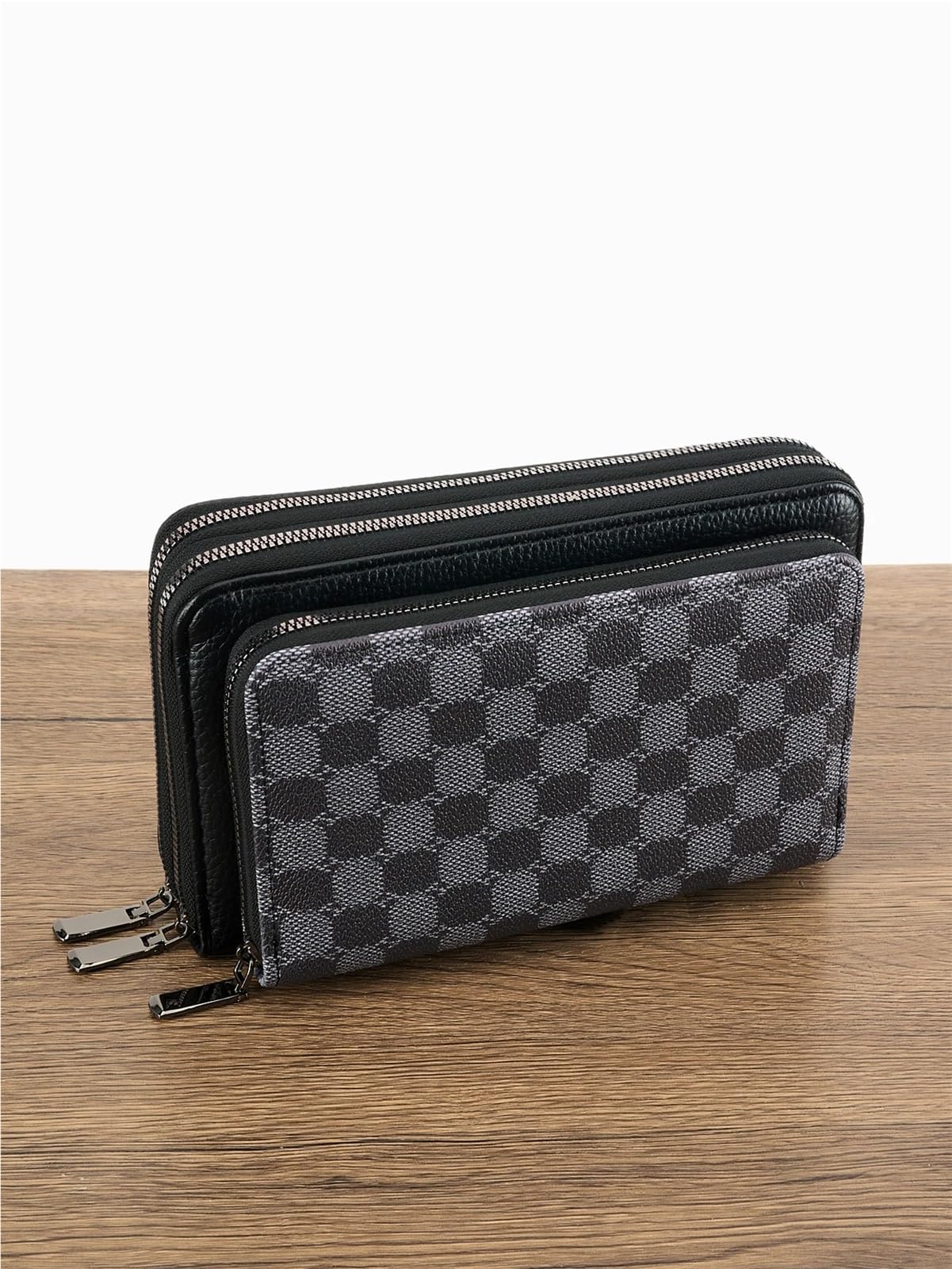 Pochette Uomo Pochette da uomo in pelle PU con cinturino polso, scomparti for carte multifunzione e tasca nascosta for contanti