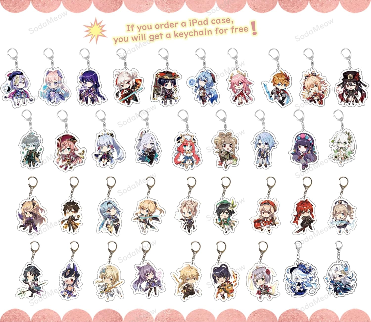 Anime Tablet Case with Pencil Holder Compatible with iPad 7/8/9/10/Pro/Mini/Air Kawaii Case (Furina-21,iPad Pro 4th/3rd/2nd/1st (11"))