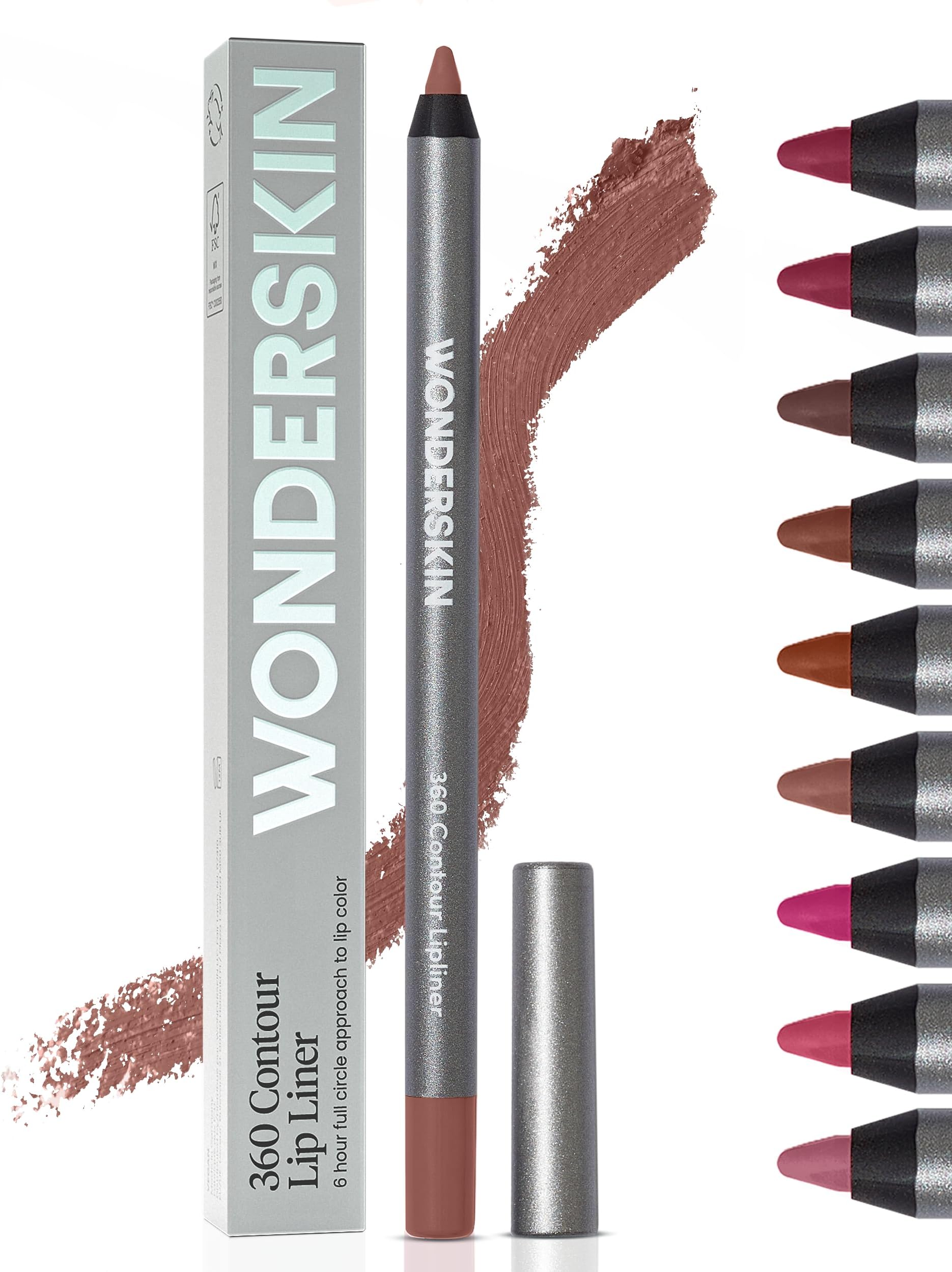 Lip Liner Pencil - 360 Contour Lipliner, Long Lasting, Sharpenable Lip Pencil, Waterproof and Transfer-Proof Brown Lip Liner (Saddle)