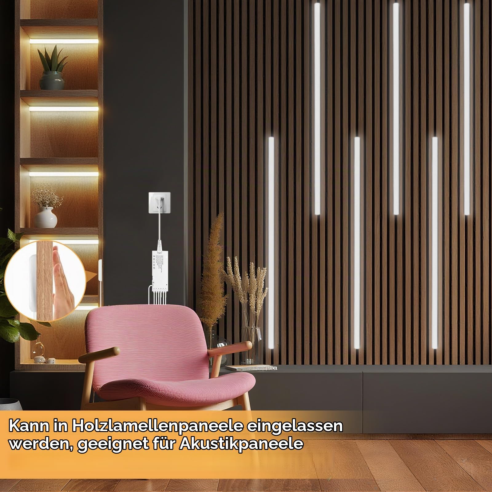 LRGBST 12V COB LED Streifen, 6 Rollen 2M weiße LED Streifen mit Berührung und Hand fegen Dimmer für Kleiderschrank, Küchen, Vitrinen, Regal, Regale, akustische Panel Beleuchtung