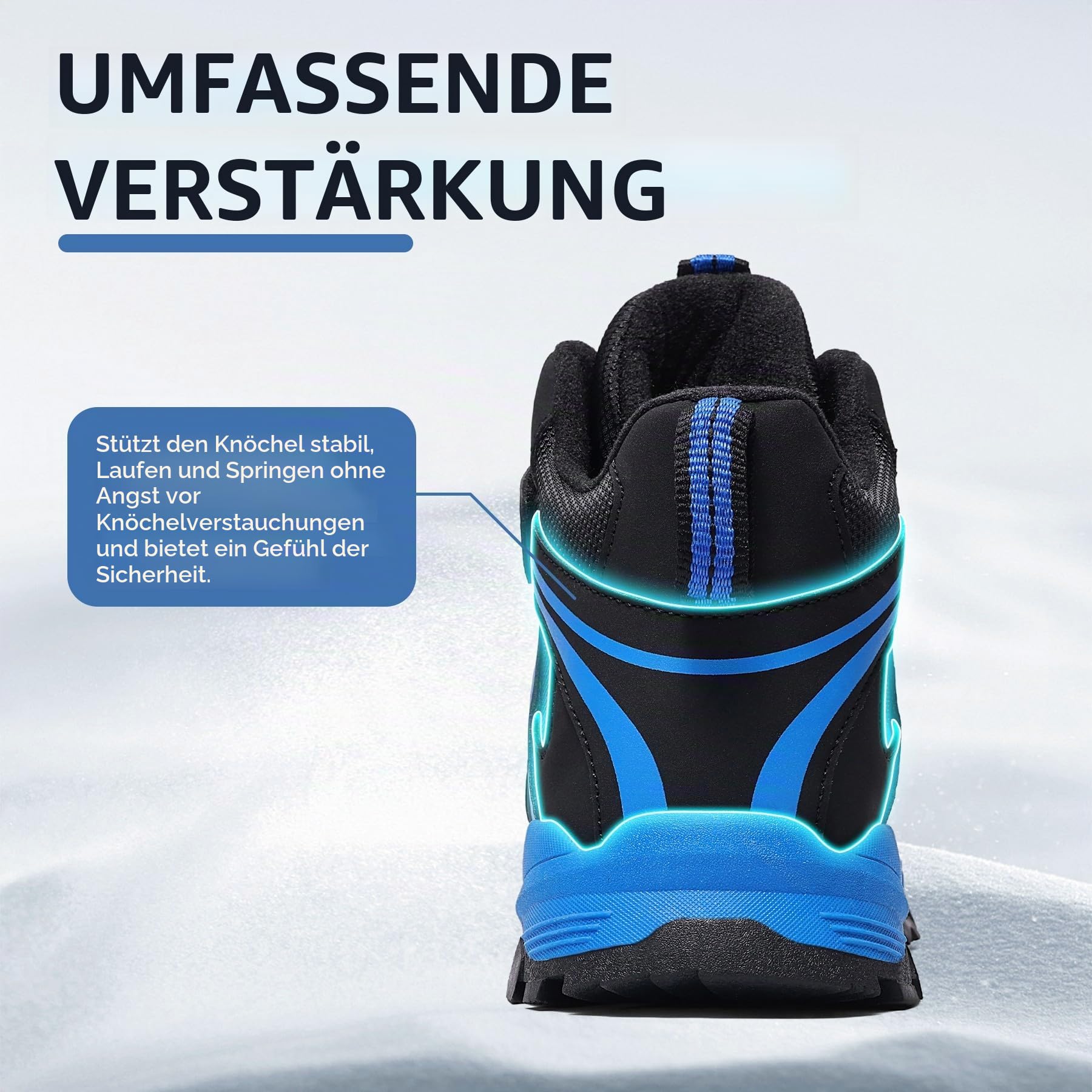 ASHION Kinder Winterschuhe Jungen Mädchen Schneestiefel Warm Gefütterte Trekking Stiefel,Schwarz Blau,36 EU