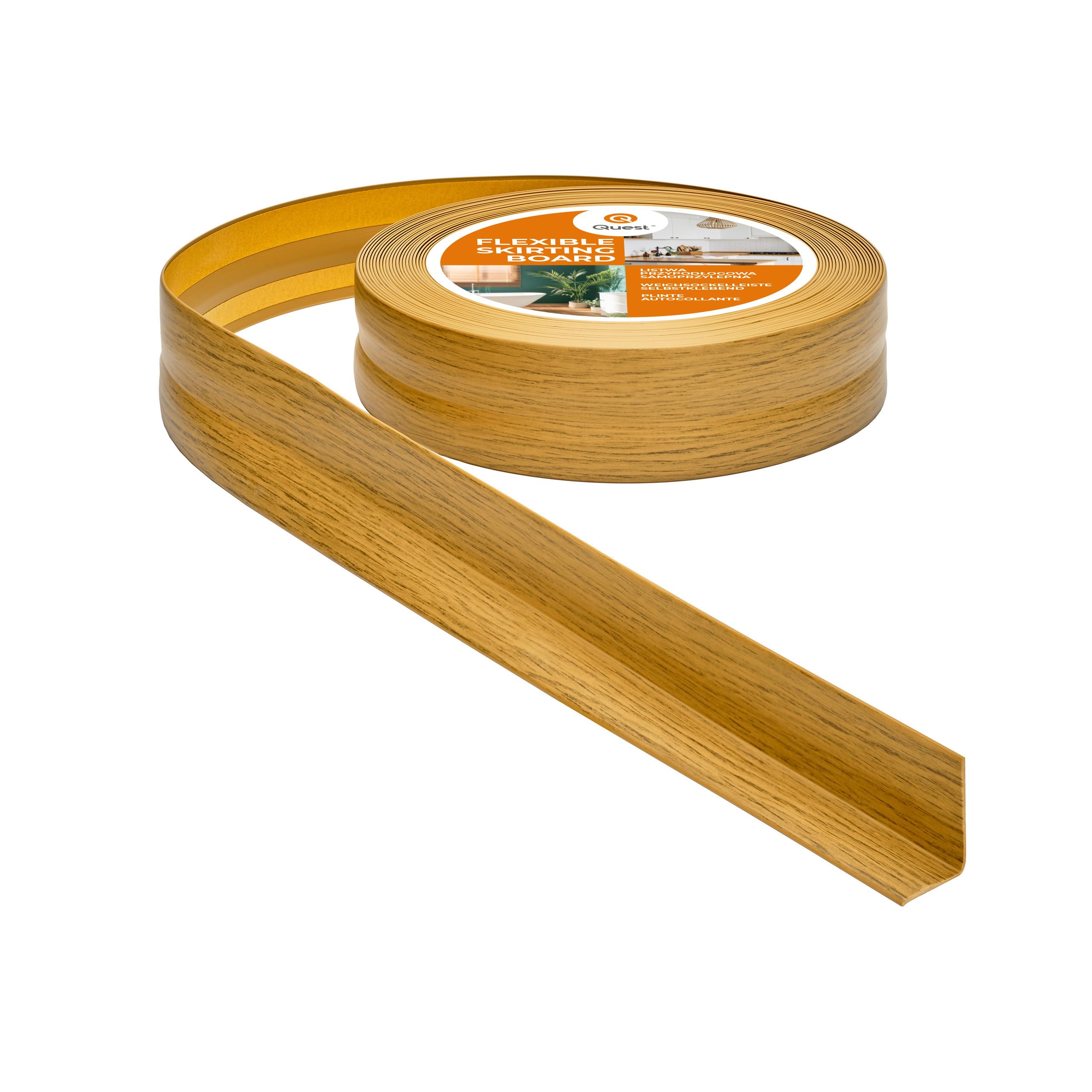 Quest Rodapié Flexible PVC 32x23 mm Autoadhesivo - Roble, 15 m