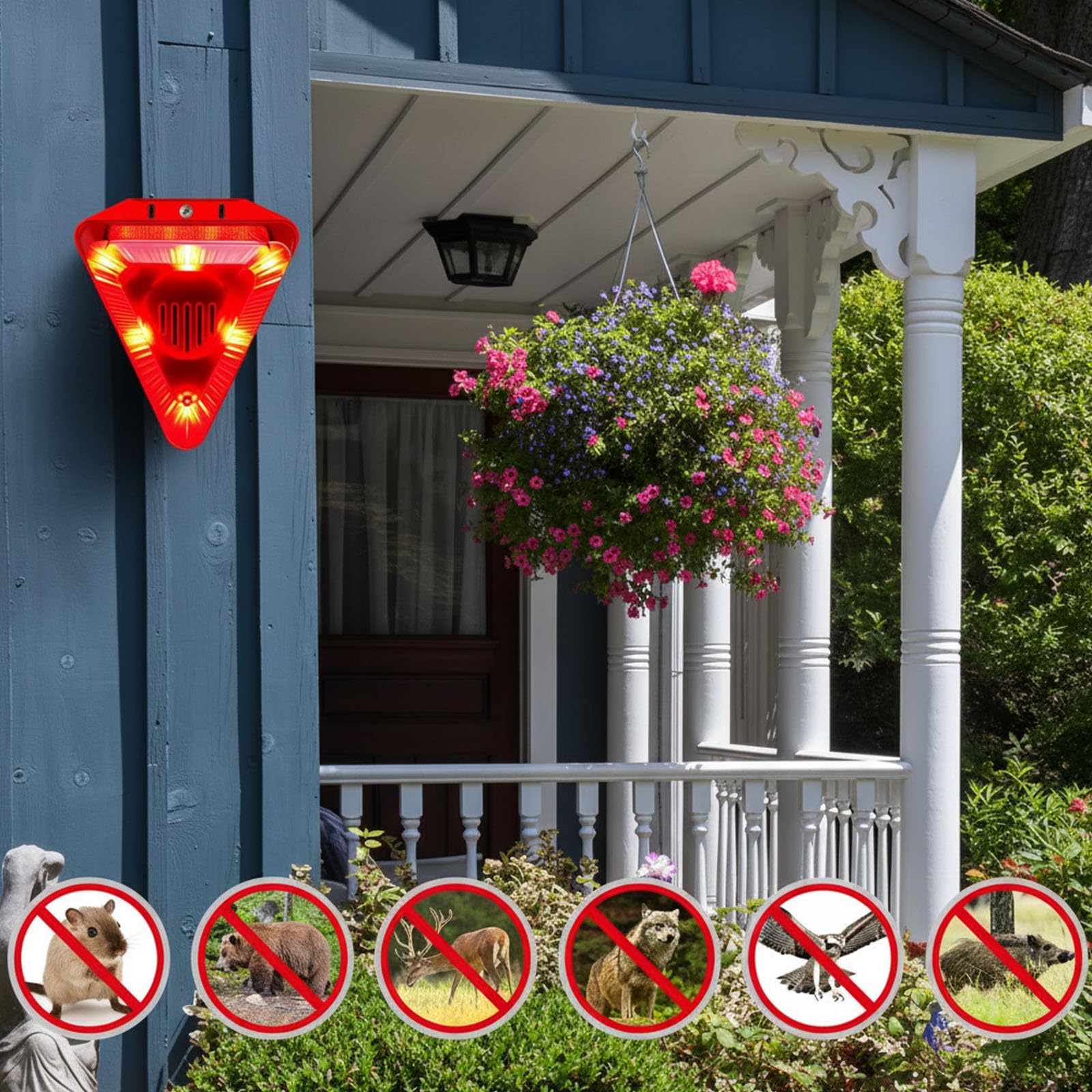 Confezione da 6 dissuasori solari per animali esterni, allarme per abbaiare del cane, con luci rosse, 130 dB, 4 modalità, puzzola di cervi, procioni, repellenti per casa, villa, cortile
