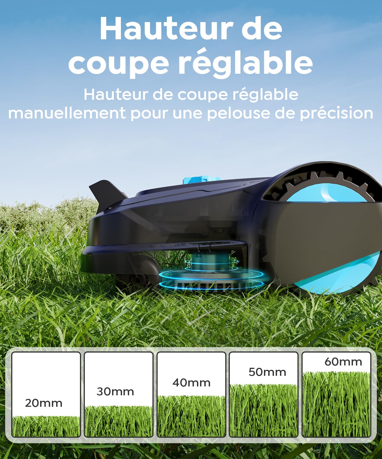 YARDCARE M800Plus Robot Tondeuse sans Fil Périphérique, GPS, Jusqu’à 800 m²,Vision IA,Coupe en U,Reconnaissance Intelligente des Obstacles,Contrôle Via App（Noir et Rouge）