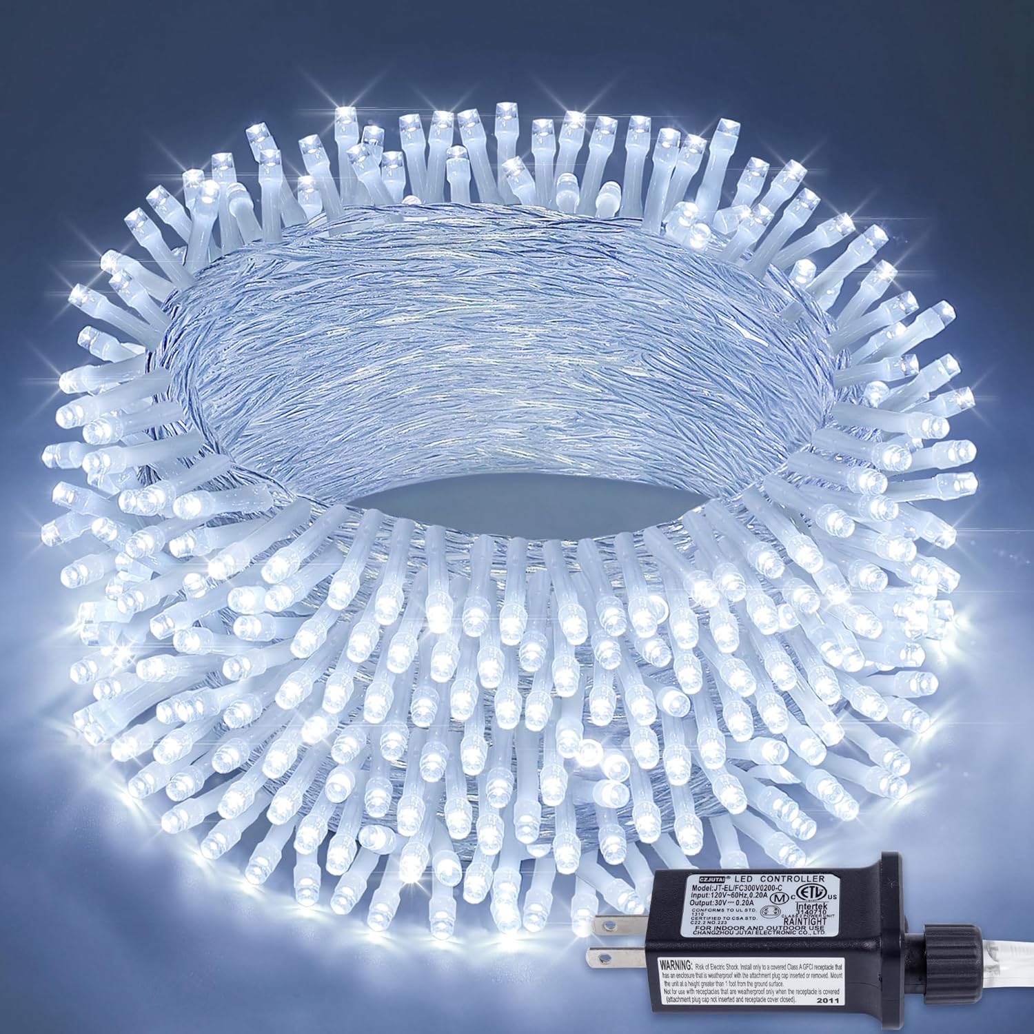 YOUNGAR String Lights, 98FT 200 LED 8 Modes White Christmas Indoor Outdoor, 30V UL Certified Small Plug-in for Home, Garden, Wedding, Party, Holiday Decoration