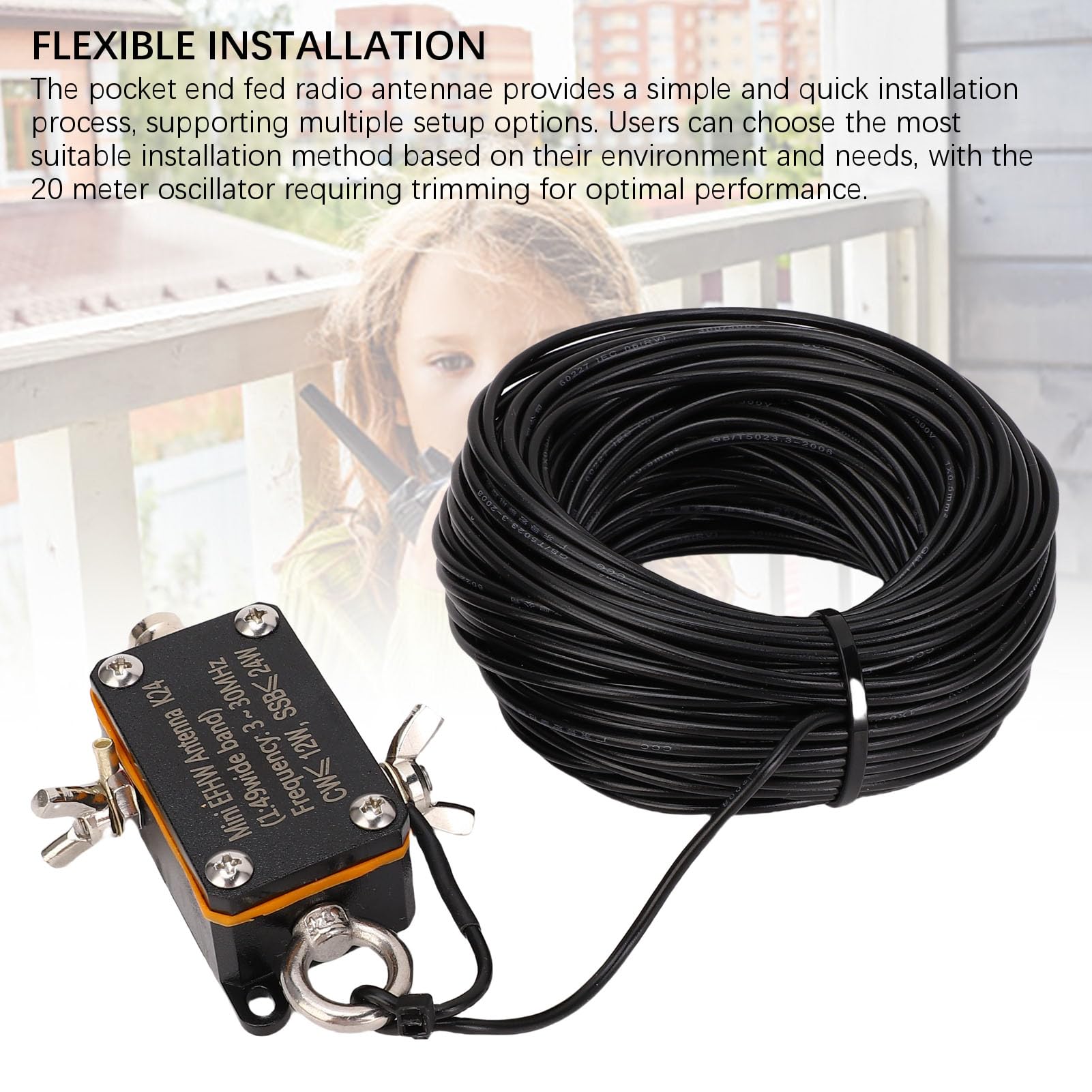 Tangxi Krótkofalówka Antena EFHW 3-30MHz z Balunem 1:49, Przenośna Antena | Portable HF End Fed Radio Antennae, Aluminum Alloy, with Storage Bag for 40m 20m 15m 10m