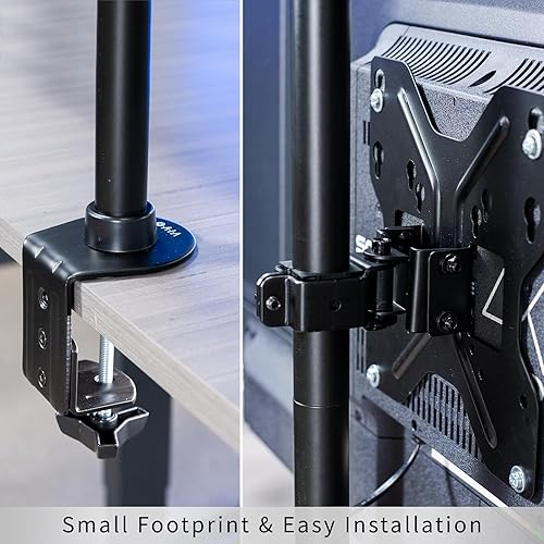 Miniatura 8 de VIVO Soporte de escritorio negro para TV de pantalla ultra ancha para pantallas de hasta 55 pulgadas, soporte de televisión único ajustable en