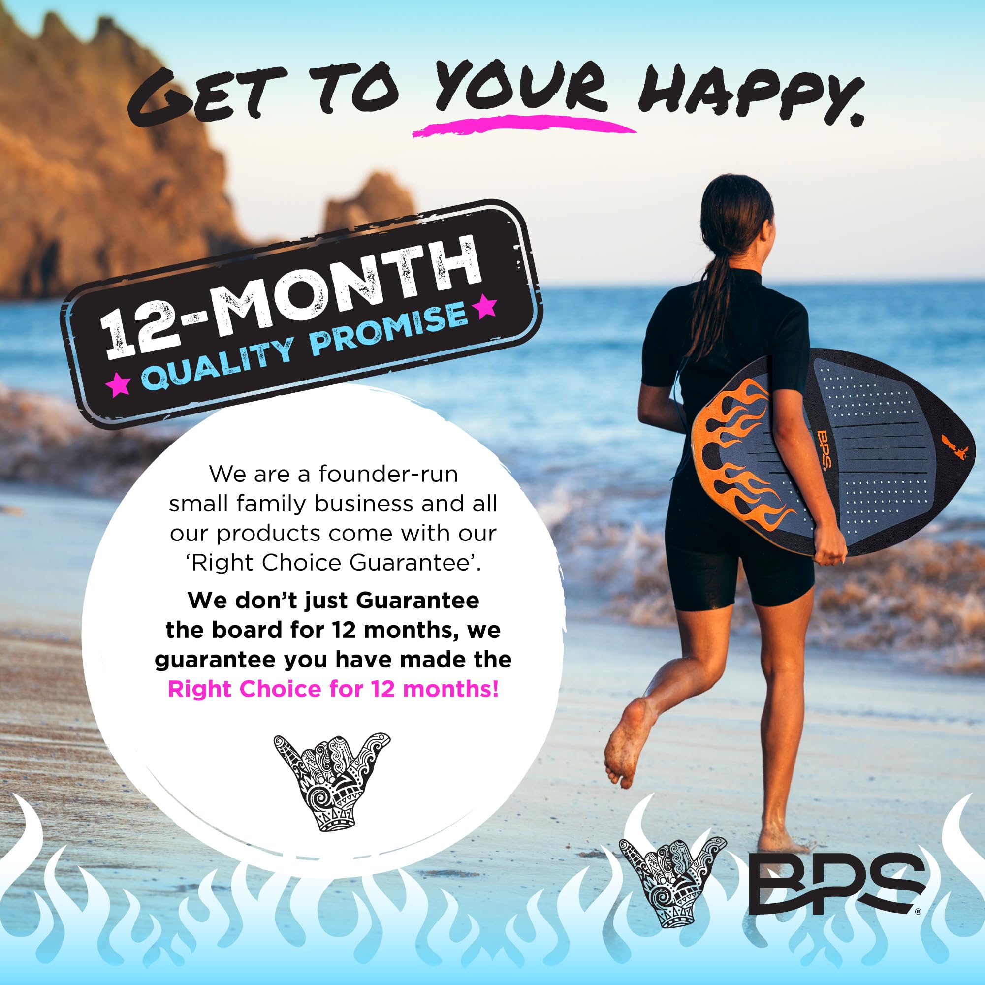 BPS New Zealand 'Flame' – Hochleistungs-Skimboard aus Holz mit maßgeschneiderten Traktionspads – mit optionaler gepolsterter Tragetasche aus recyceltem Kunststoff – für Kinder oder Erwachsene, wählen