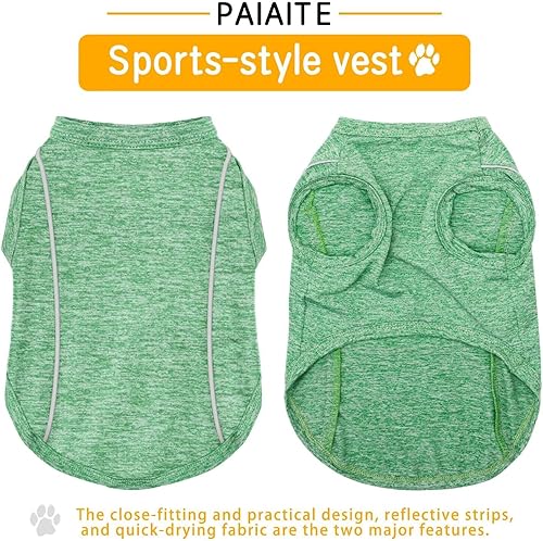 Stay Safe at Night: Stylish Reflective Strip Dog Shirt & Tank Top - Soft, Breathable Clothes with Sun Protection, Quick Dry, Stretchy, Lightweight for Small to Large Dogs Grey L(Orange,L-(15~24lb) | Chest(~20"))