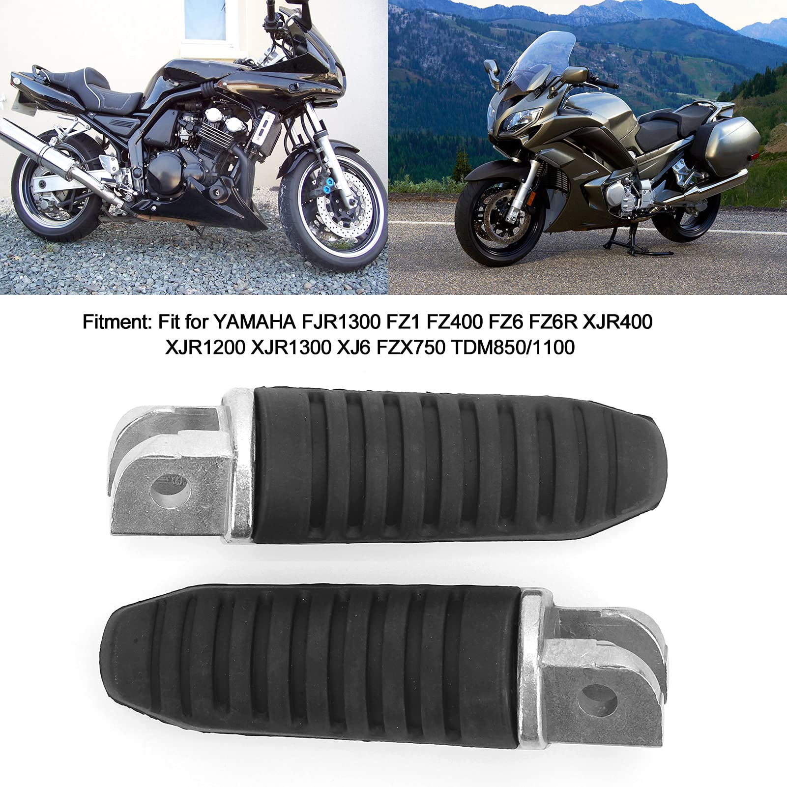 Poggiapiedi per Moto in Lega di Alluminio, Pieghevoli e Regolabili, Compatibili con FJR1300, FZ1, FZ400, FZ6, FZ6R, XJR400, XJR1200, XJR1300, XJ6, FZX750, TDM850 e TDM1100