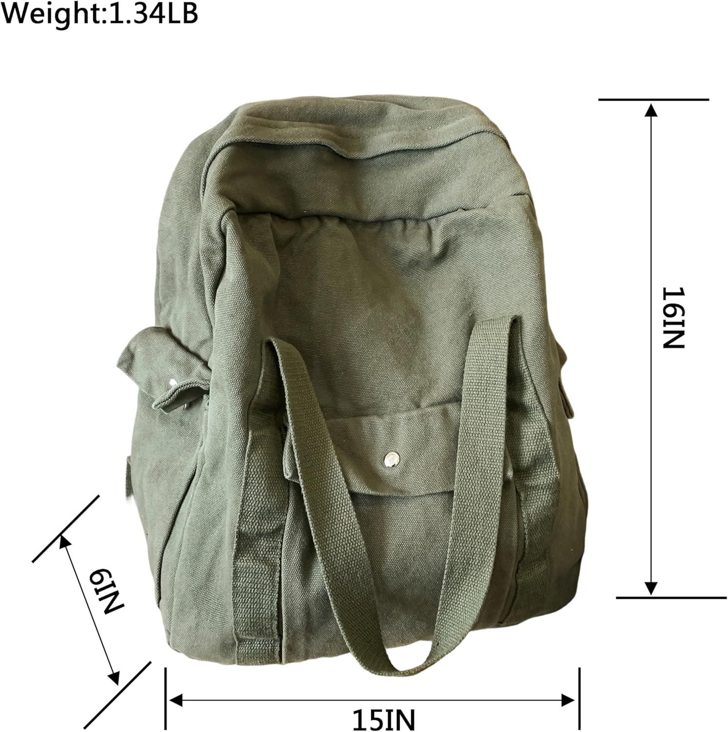 MaxxCloud Versatile Canvas Rucksack Comfortable Roomy for Daily Use (Green) - Image 2