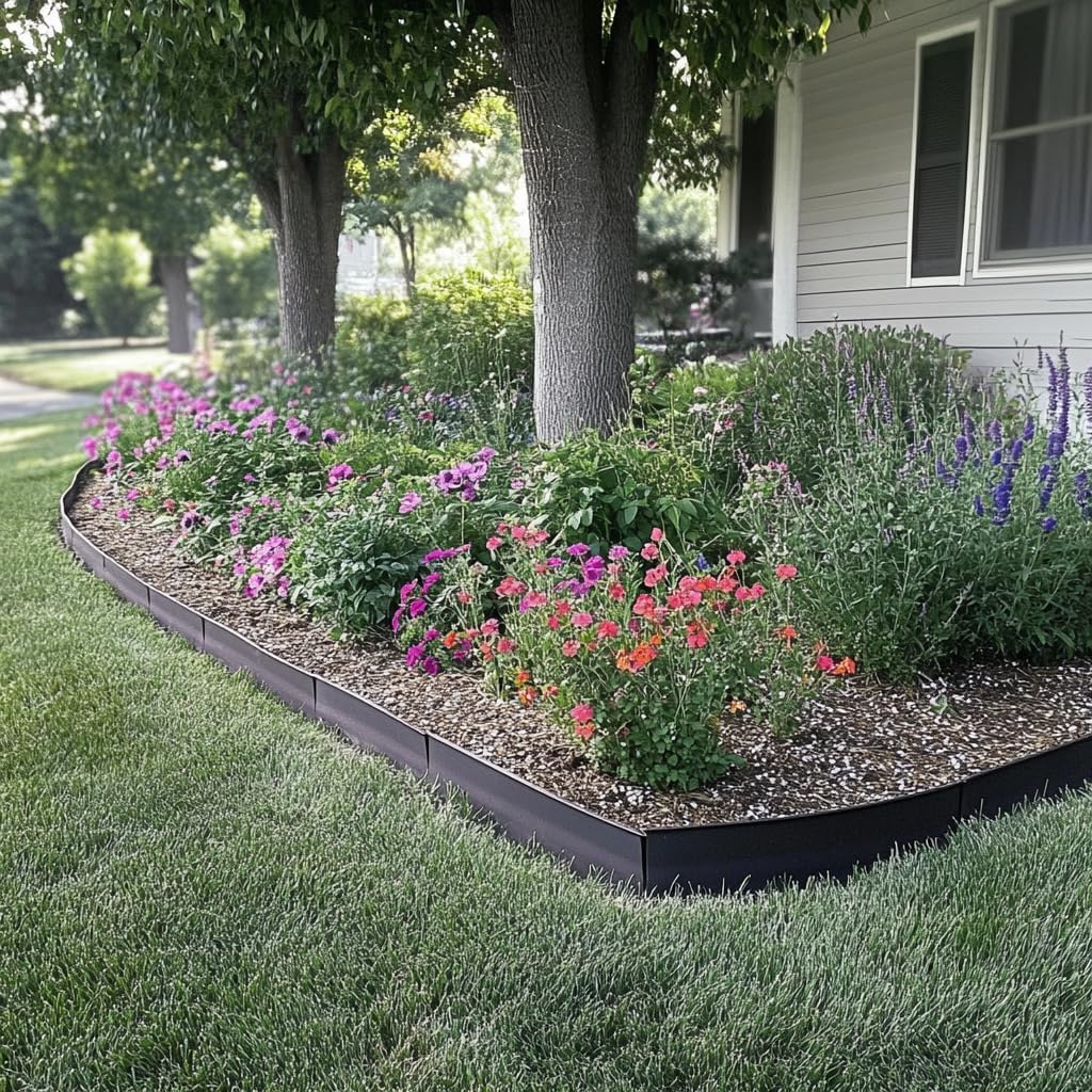 EdgePro Metal Landscape Edging, Corten Steel Edging for Landscaping, Flowerbeds, Gardens, or Fire Pits, Hammer-in Metal Edging (6-Pack with Connectors, 20ft Total)