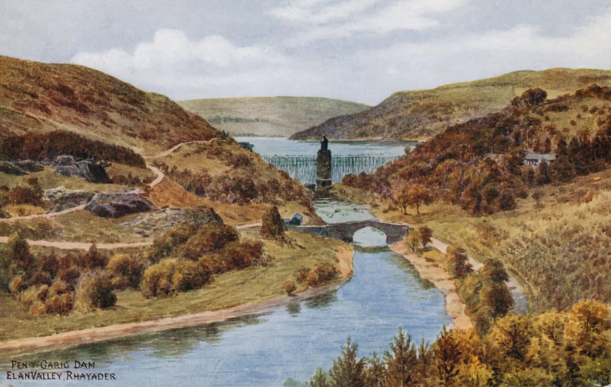 SERENDIPITP Vintage Wall Art Canvas Nordic Poster Canvas Print Picture Pen-y-garig Dam Elan Valley Rhayader by Alfred Robert Quinton Wall Art Poster for Home Decor 60x90cm
