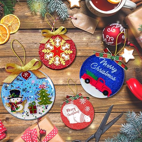 Miniatura 3 de Juome Moldes de resina de silicona para adornos de Navidad, 4 piezas de moldes de Navidad colgantes de forma redonda para resina epoxi, manualidades