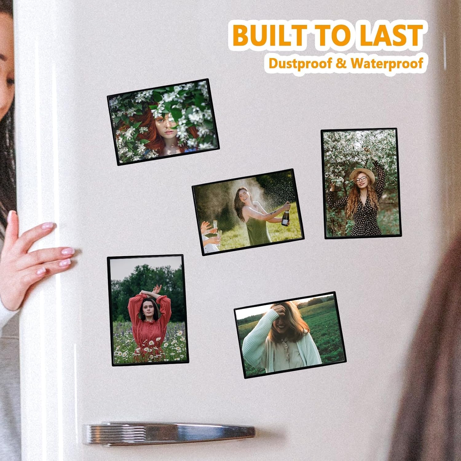 5x7 Magnetic Picture Frames, 4 Pack for Refrigerator, Black