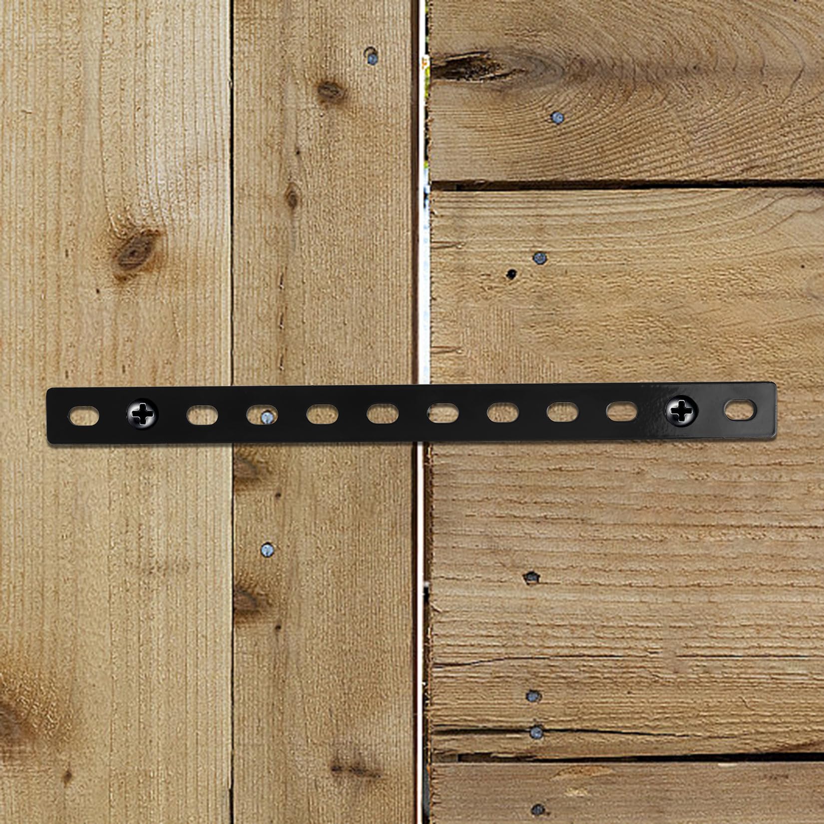 6 Pz Piastra di Giunzione Piana, Staffe Piatte Lamiera Forata, Staffe Piastra di Fissaggio, Staffe Perforate Connettore, Lastrina di Giunzione Piatta con 12 Foro per Legno (307x24mm)