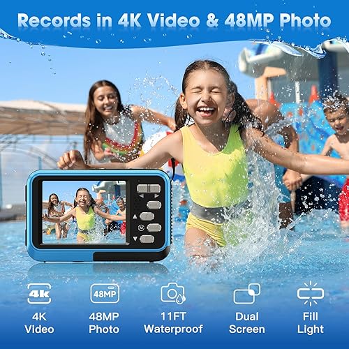 Miniatura 2 de Cámara impermeable 4K Cámara subacuática de 64 GB Tarjeta incluida en el adaptador de pantallas duales Selfie 48MP 16X Zoom digital Cámara digital