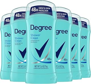 Degree Women Shower Clean Antiperspirant Deodorant Pack of 6: 48-Hour Sweat & Odor Protection, 2.6 oz Sticks