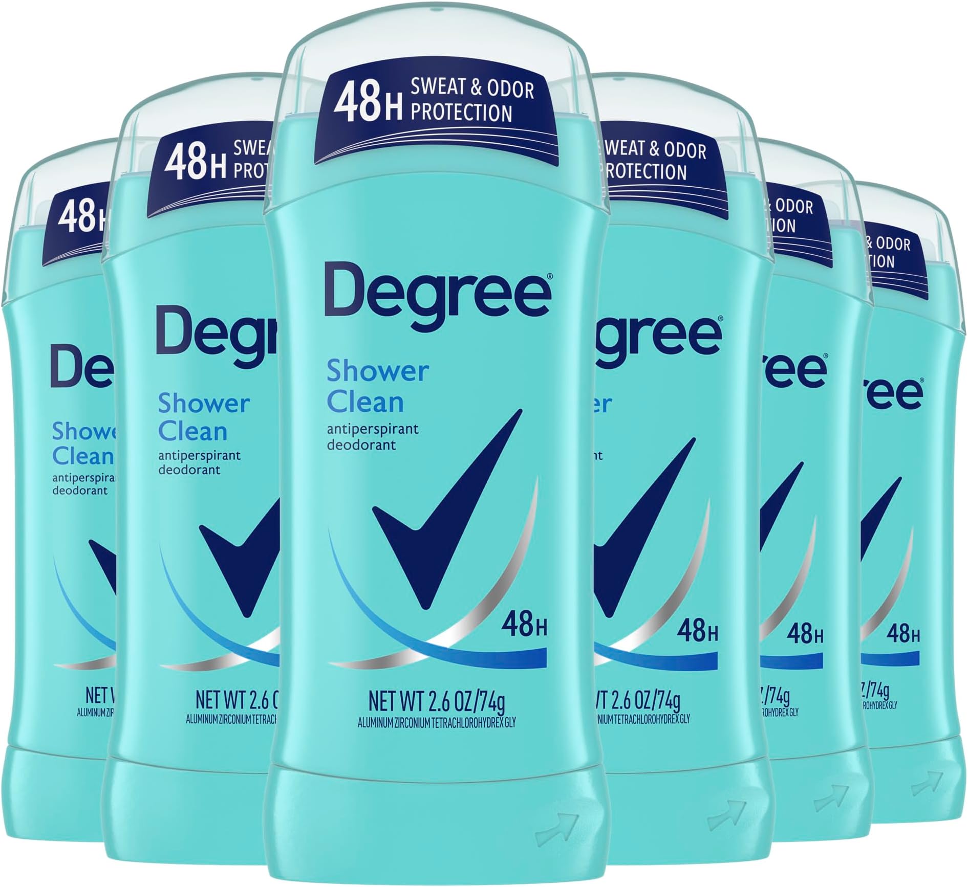 Degree Women Antiperspirant Deodorant Stick, Shower Clean 2.6 oz (Pack of 6)