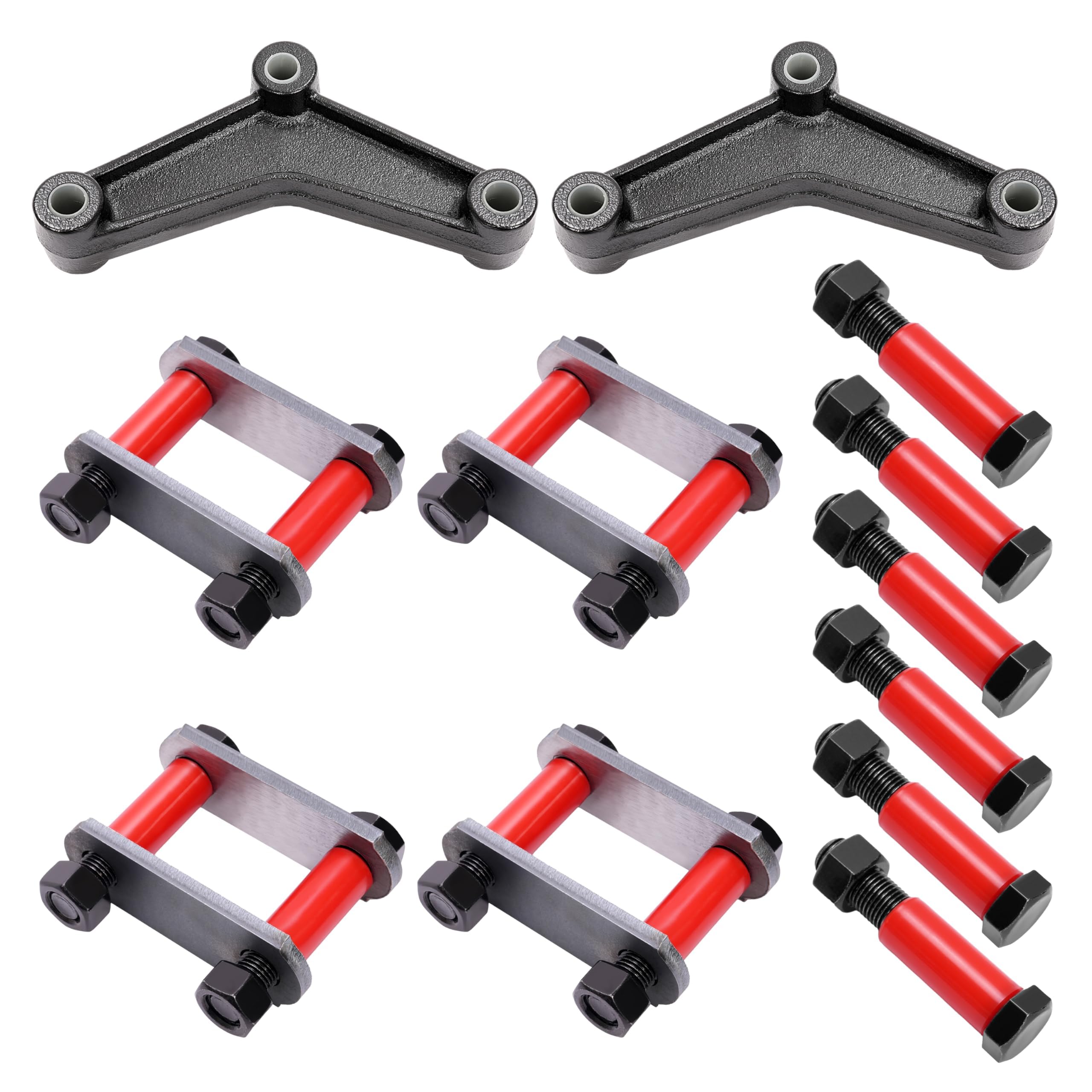 KUAFU Trailer Shackle Kit, Tandem Axle Truck/Trailer Spring Suspension Rebuild Kit Compatible with Double Eye Springs (3.5K -5.2K Axles) Equalizer & Shackle Strap Upgrade Kit