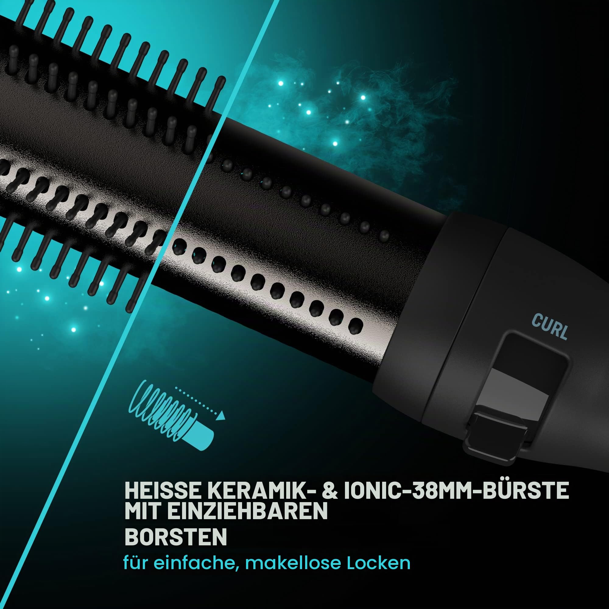 Revamp Progloss Perfect Finish Lockenstab & Wellenbürste + 4 Professionelle Haarklammern - Für Locken, Wellen und Volumen - Mit Progloss Ölen aus Keratin, Kokosnuss & Argan angereichert