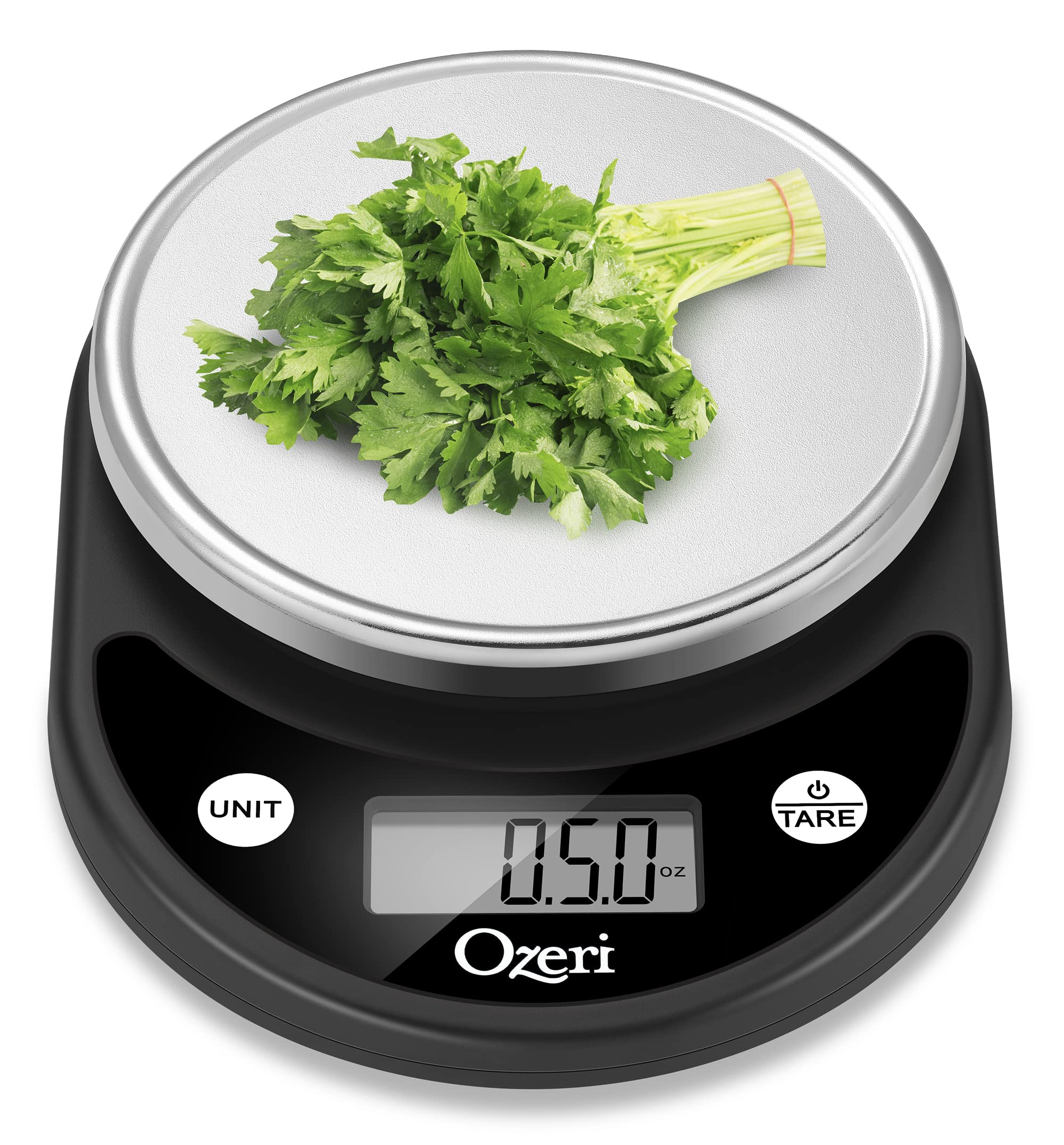 OzeriPronto Digital Multifunction Kitchen and Food Scale,Silver on Black