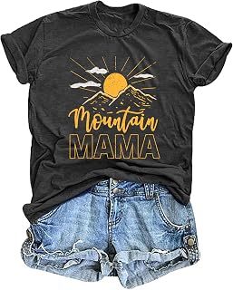 Mountain Mama Shirt for Women Camping Shirt Hiking Mom Short Sleeve Mother's Gift Casual Tee Tops