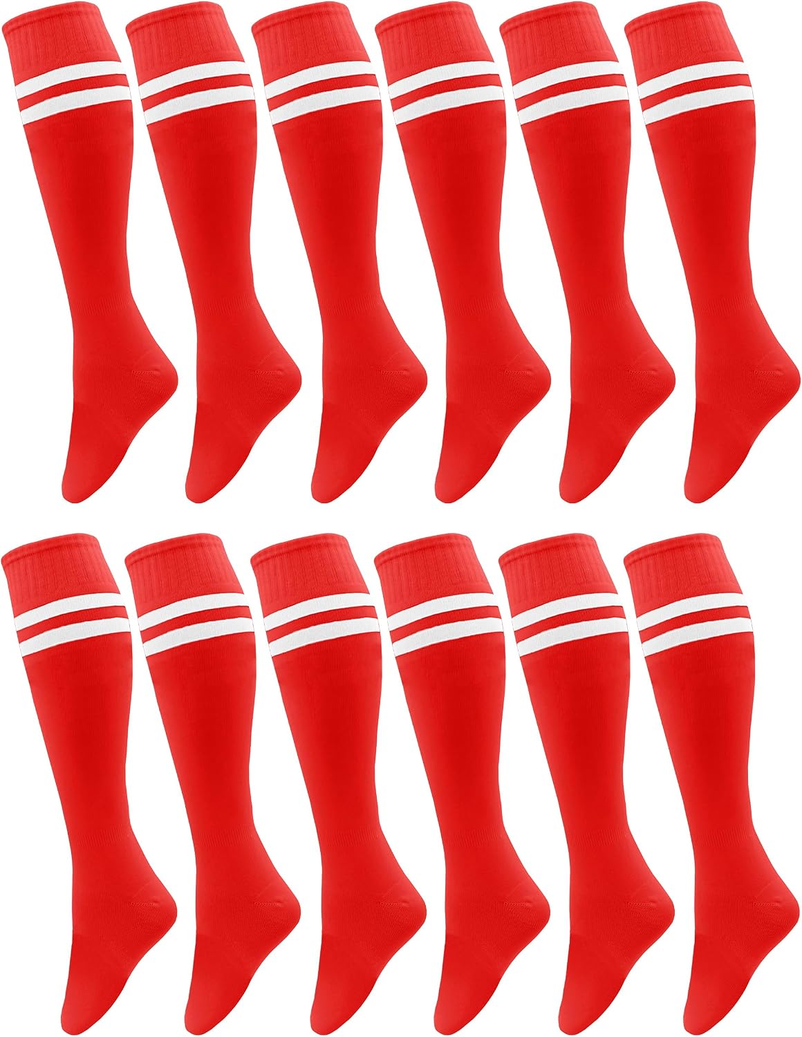 Winterlace Kids Youth Soccer Socks, 12 Pairs Boys Girls Knee High Team Football Athletic Sports