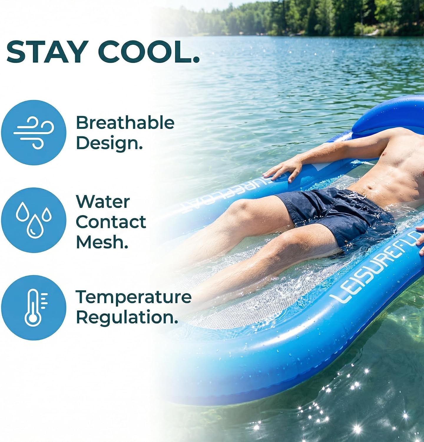 Inflatable Pool Float Adult, 60in x 30in Pool Floaties Lounger Floats Raft with Headrest Floating Chair Water Floaty for Swimming Pool Lake Float Beach Pool Party Toys for Adults Kids