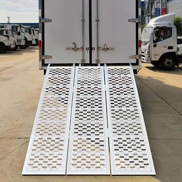 Loading Truck Ramp Motorcycle Ramps for Pickup Trucks 1500LBS Capacity 4.5 * 6.4FT Aluminum Loading Ramp Foldable Truck Ramp for Motorcycle Dirt Bike Trailer ATV UTV Lawn Mower
