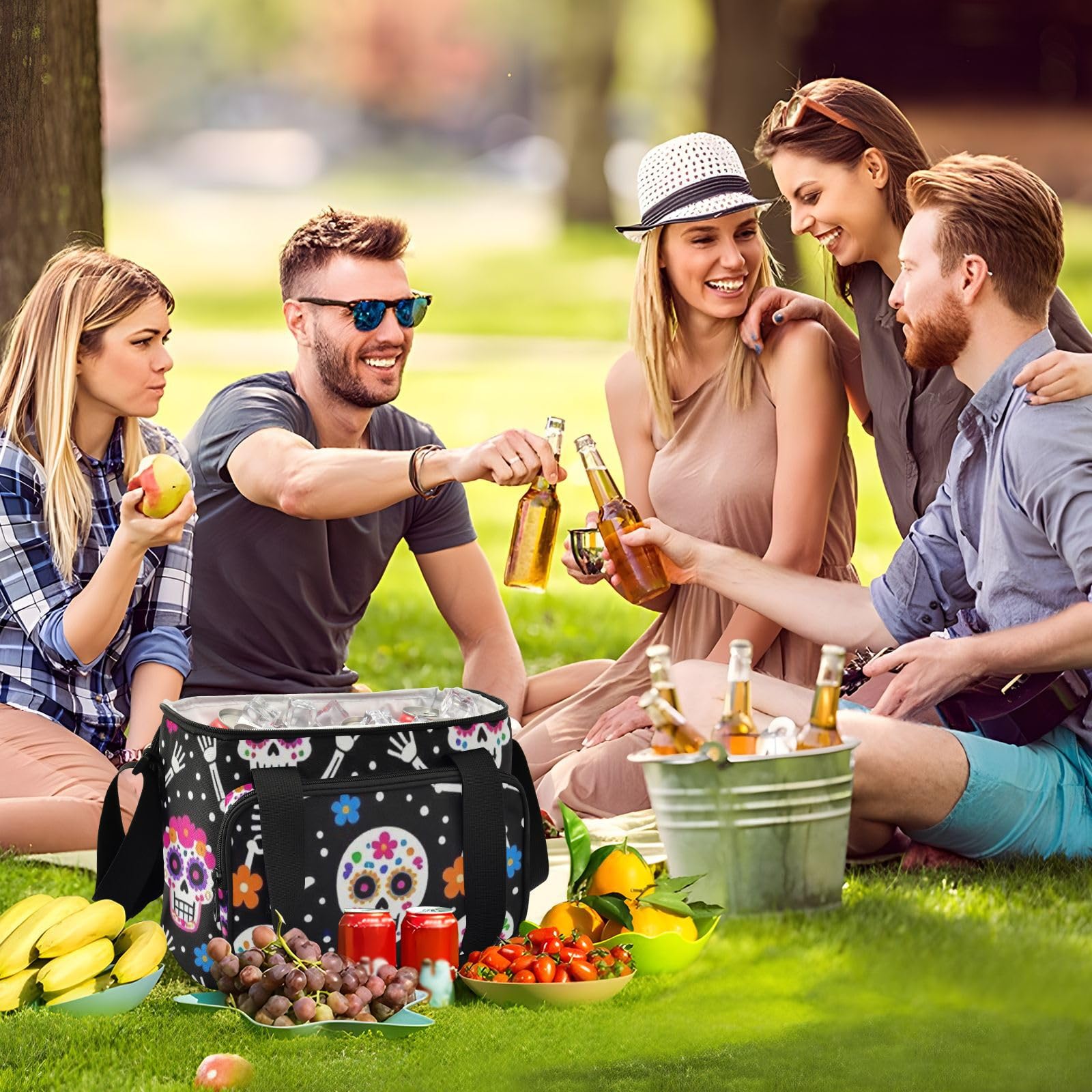 Wudan Kolorowa cukierkowa czaszka szczelna torba na lunch szczelna podróż studenci
