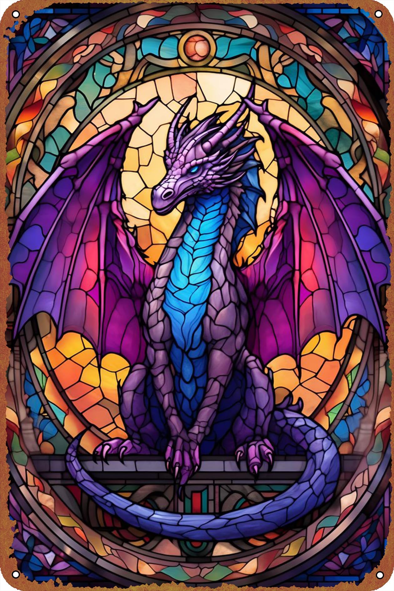 KIVYYB Purple Drakonar Dragon Poster Metal Plaque Tin Sign,Vintage Metal Pub Club Cafe bar Home Wall Art Decoration Poster Retro 8x12 inches