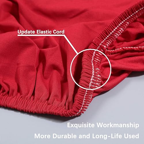 Miniatura 4 de Paquete de 4 fundas elásticas de licra para sillas de comedor, extraíbles y lavables, fundas protectoras para sillas de comedor, cocina, hotel (rojo)