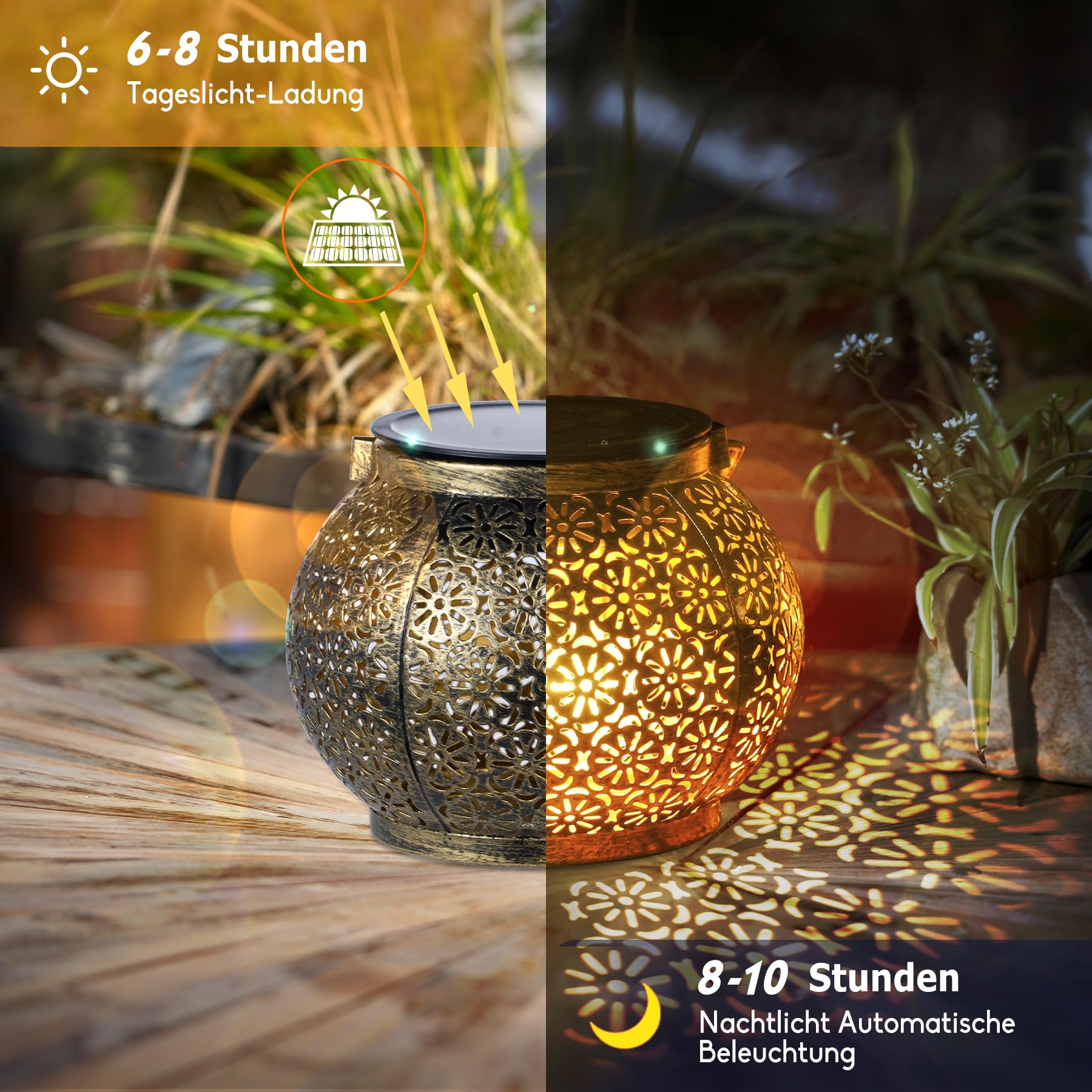 Görvitor 4 Stück Solarlampen für Außen Hängend, IP65 Wasserdicht Solarlaterne für Außen mit Blumenmuster, Metall Solar Laterne Outdoor für Draußen Garten Hof als Gartengeschenke Weihnachtsgeschenke