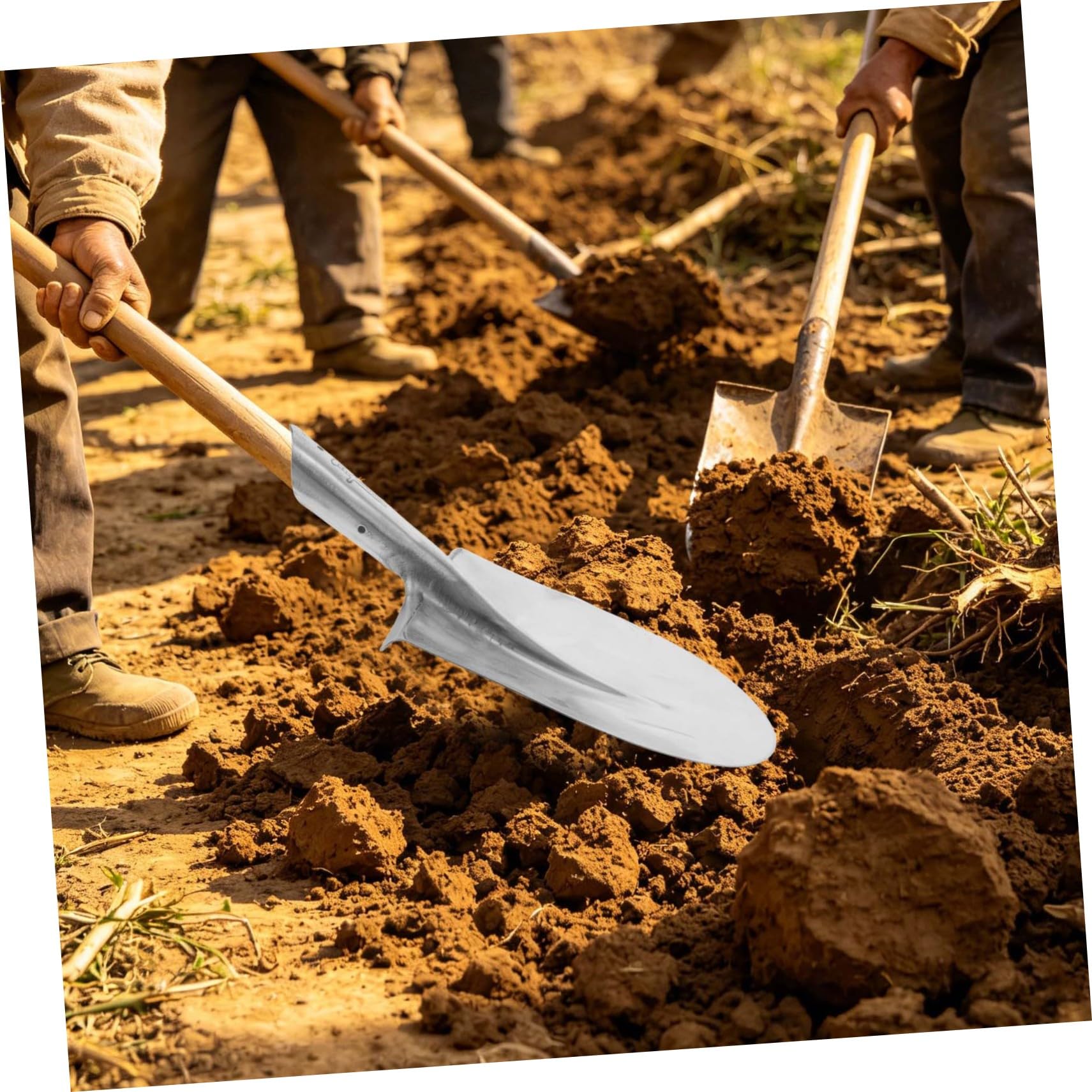 HOMSFOU Pala de Acero para Agricultura Borde Redondeado, Resistente a Impactos y Compatible para Excavación en Suelo, Adecuado para Camping y Uso al Aire Libre