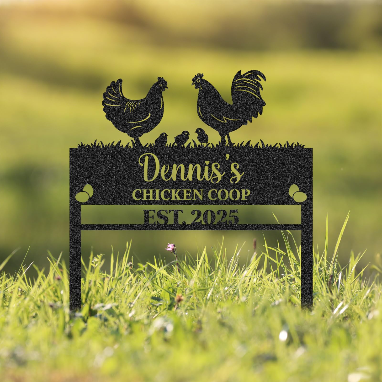 Personalized Metal Chicken Coop Sign, Custom Name Chicken Coop Signs for Outside, Decorative Garden Stakes, Metal Yard Art, Backyard Farmhouse Decor, Chicken Gifts for Women Man Color08