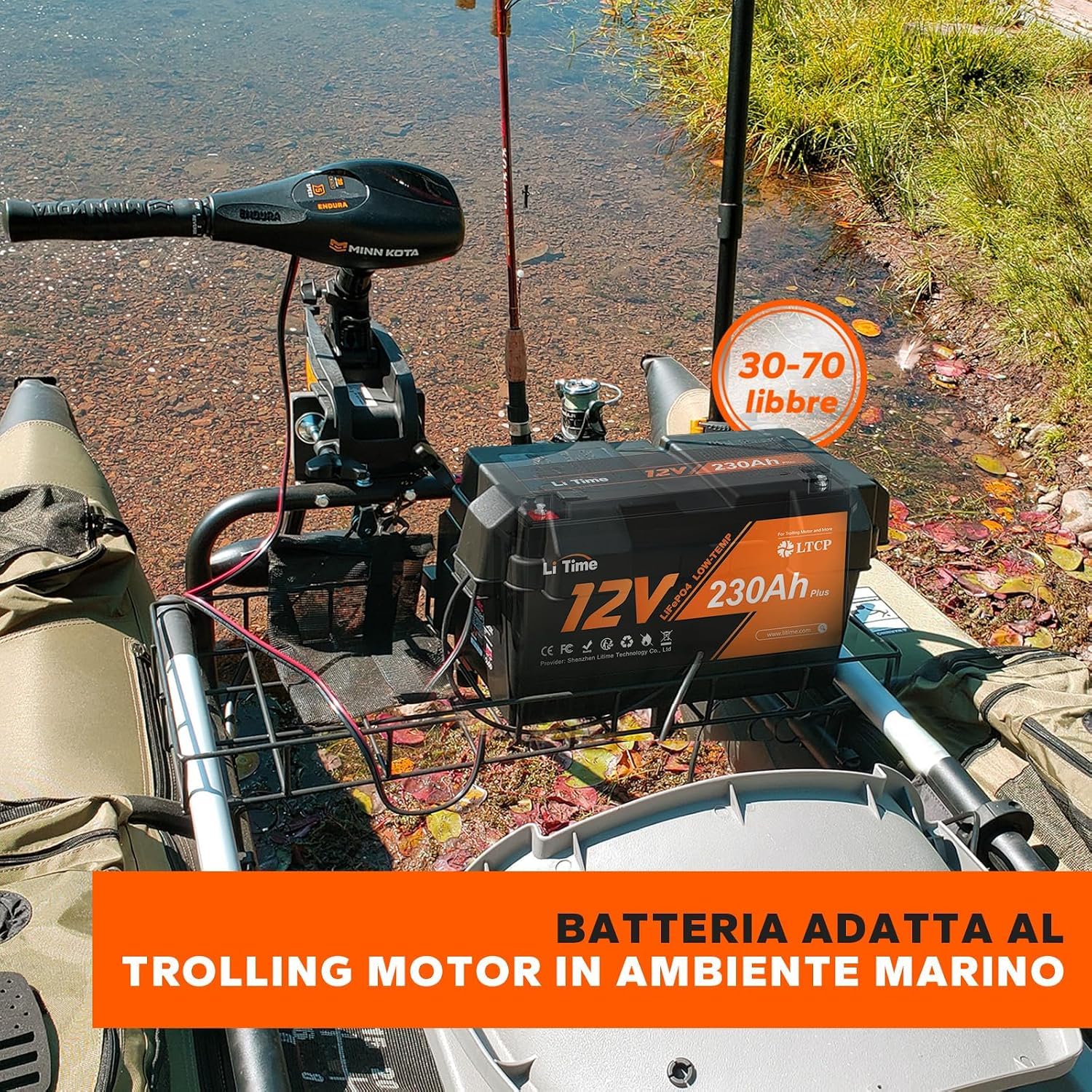LiTime Batteria Litio 12V 230Ah LTCP LiFePO4 per Camper, Caravan (4 pezzi)