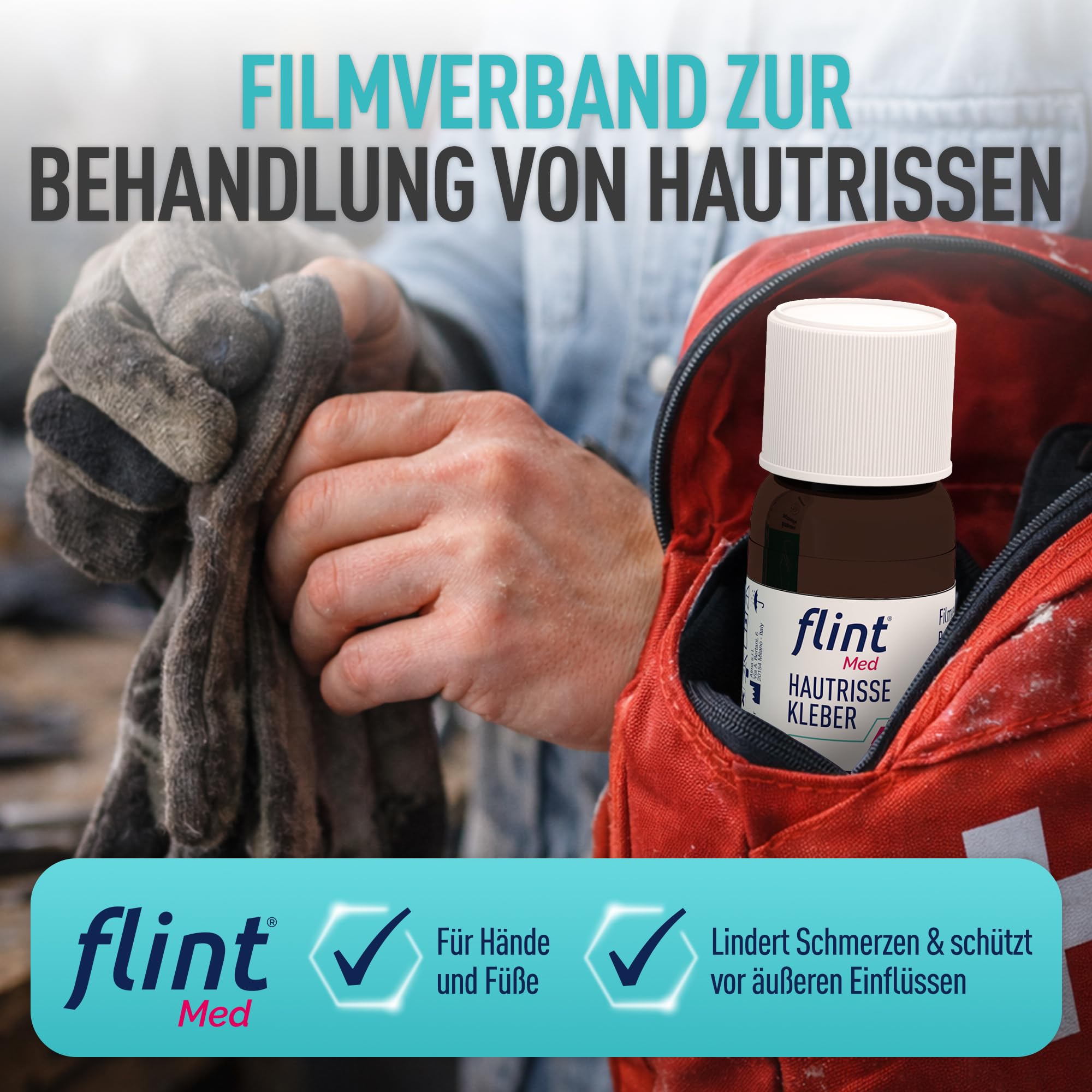 flint Med Klej do pęknięć skóry, 7 ml – redukuje pęknięcia skóry i łagodzi ból, tworzy ochronną przezroczystą warstwę na skórze, szybkie gojenie, testowany klinicznie
