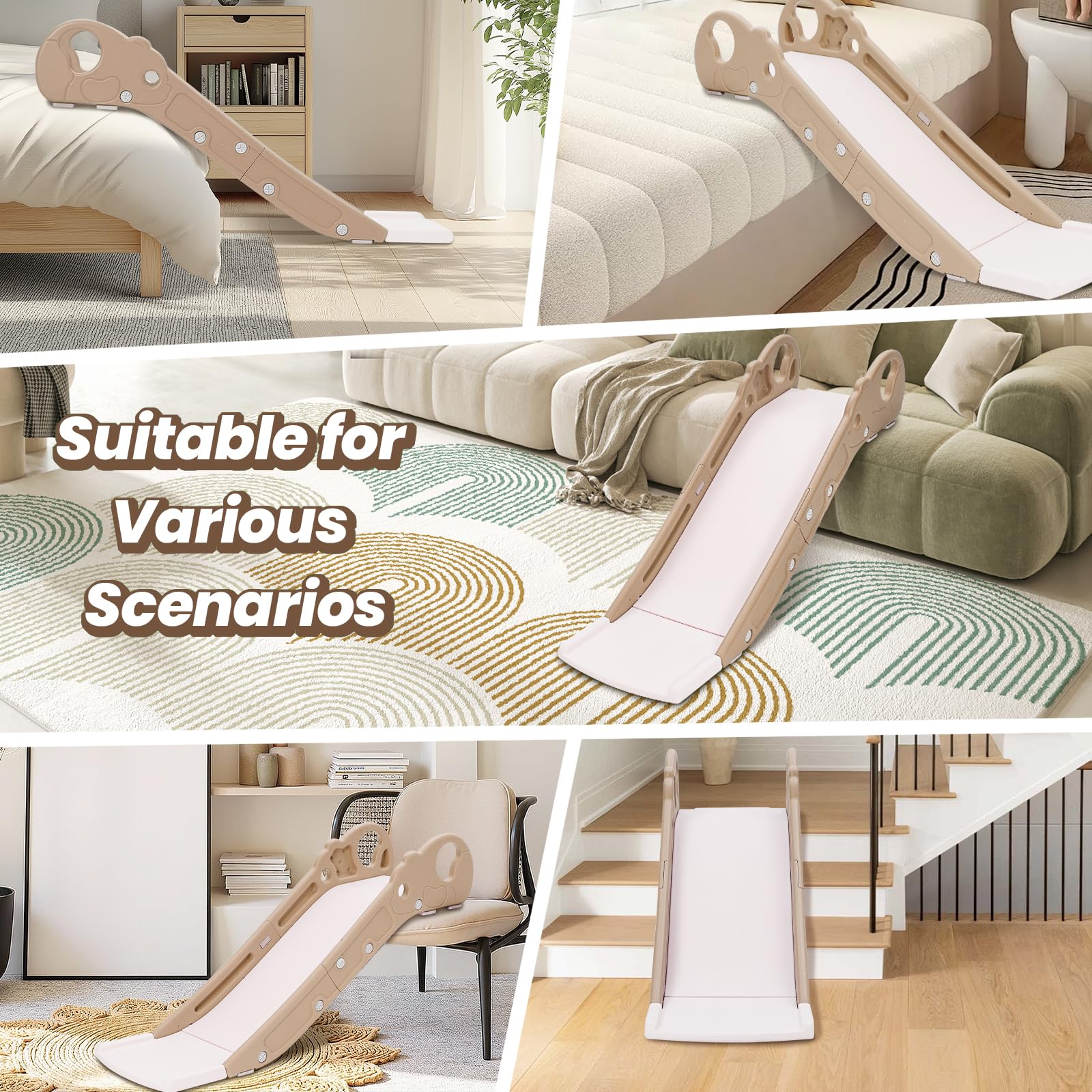 Scivolo per Bambini Pieghevole per Divano e Letto, Interno/Esterno, Verde