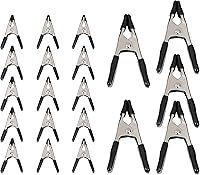 Amazon Basics 20-Piece Steel Spring Clamps Set - 15x 3/4-Inch & 5x 1-Inch, Heavy-Duty Nickel-Coated, Non-Marking PVC Tips