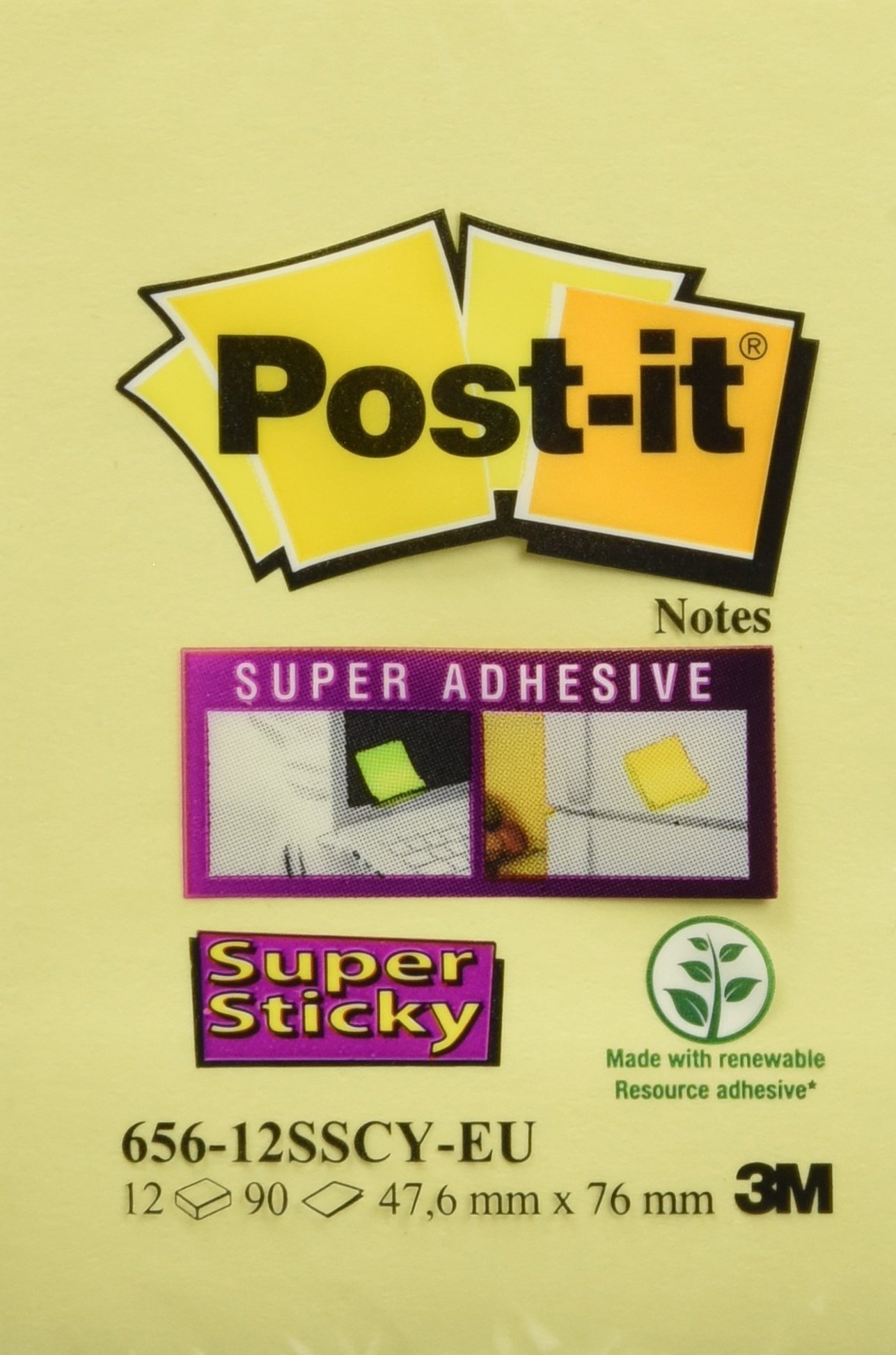 Post-It Super Sticky - Foglietti Adesivi Gialli, 90 Fogli Per Blocco, Confezione 4+2 Gratis