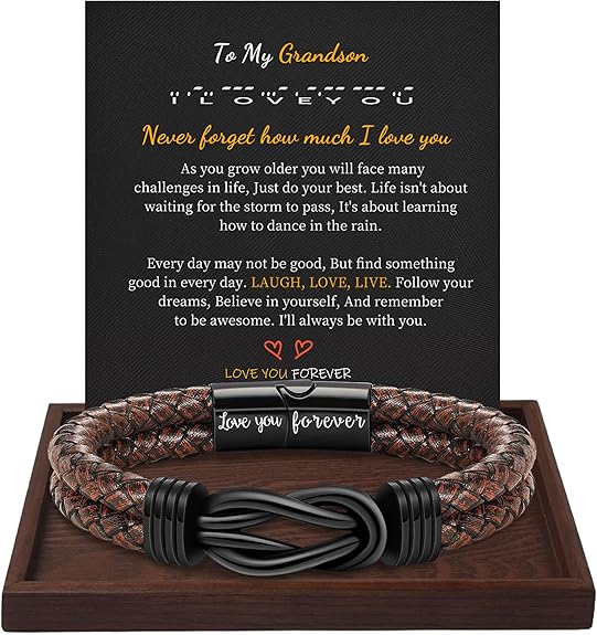 Gifts for Men Leather Bracelet Brown Braided Forever I Love You Gifts for Him Infinity Cuff Bracelets Birthday Gifts for Boyfriend Son Grandson Husband Dad Mens Fathers Day Gift