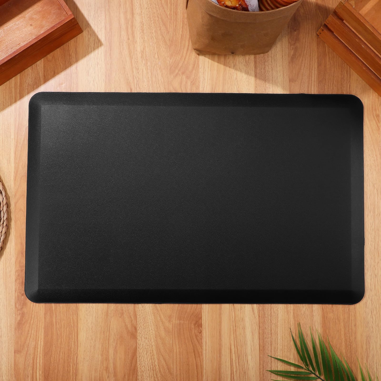 OSALADI Ergonomische Küchenmatte rutschfeste Anti Ermüdungsmatte aus PVC und Schaumstoff Schwarz Langlebige Komfort Bodenmatte 44x71x1,2 cm für Büros und Kassenbereiche