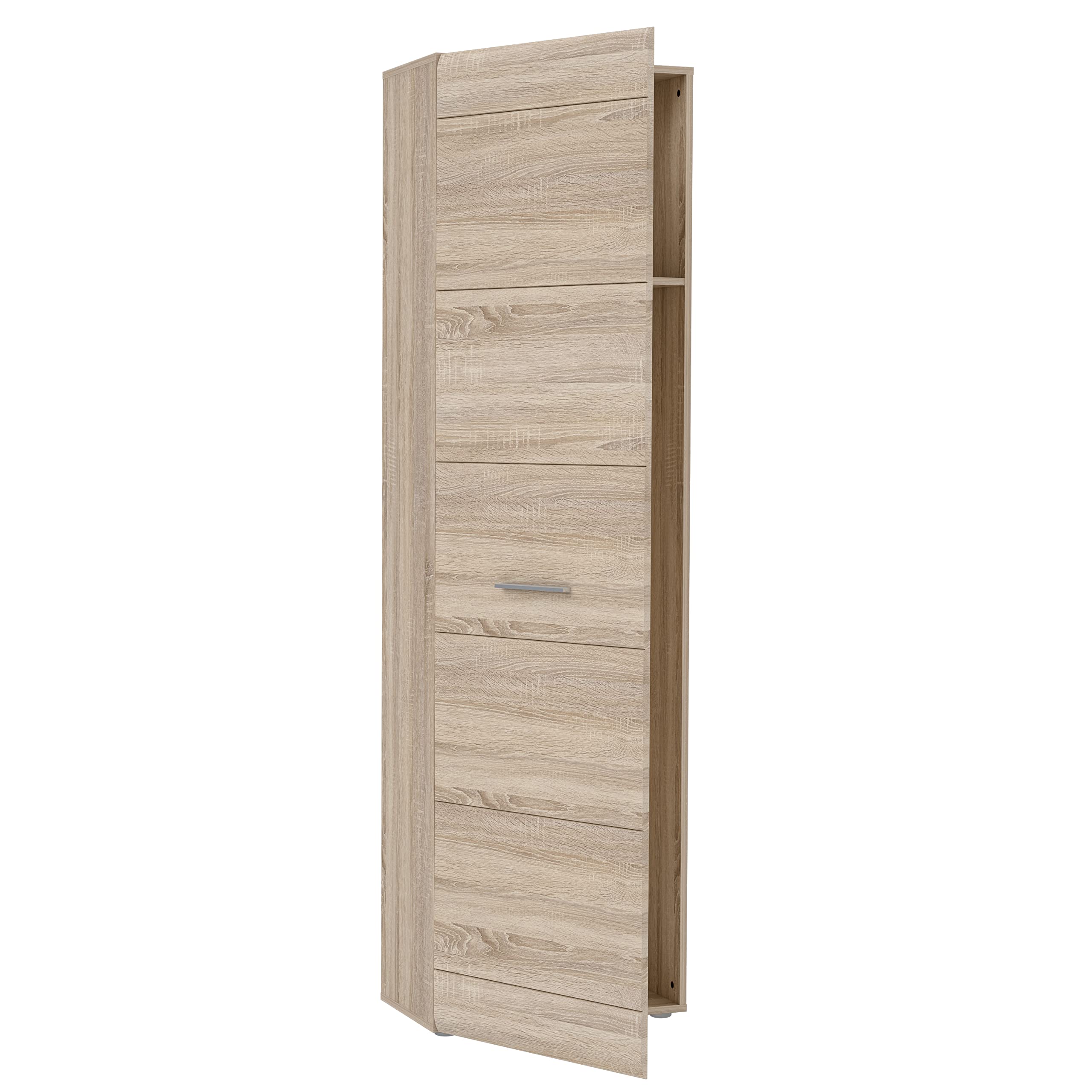 FORTE COMBINO SPEZIAL Schrank 55, Kleiderschrank klein Flurschrank schmal Garderobenschrank 1-türig mit Einlegeboden und Kleiderstange, Holzdekor: Sonoma Eiche, 55 cm breit x 194 cm hoch x 35 cm tief